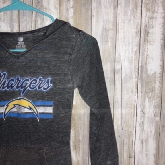 NWT Kids LA Chargers Hooded Tee Grey Girls Small - Picture 3 of 5